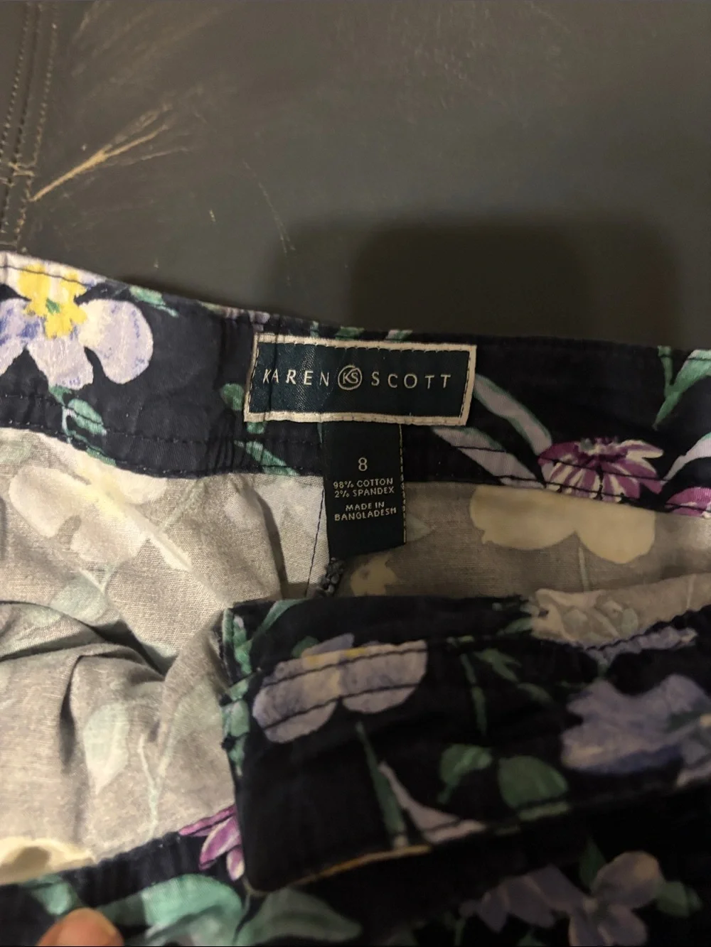 Karen Scott Navy Floral Skort with Yellow & Lavender Blooms